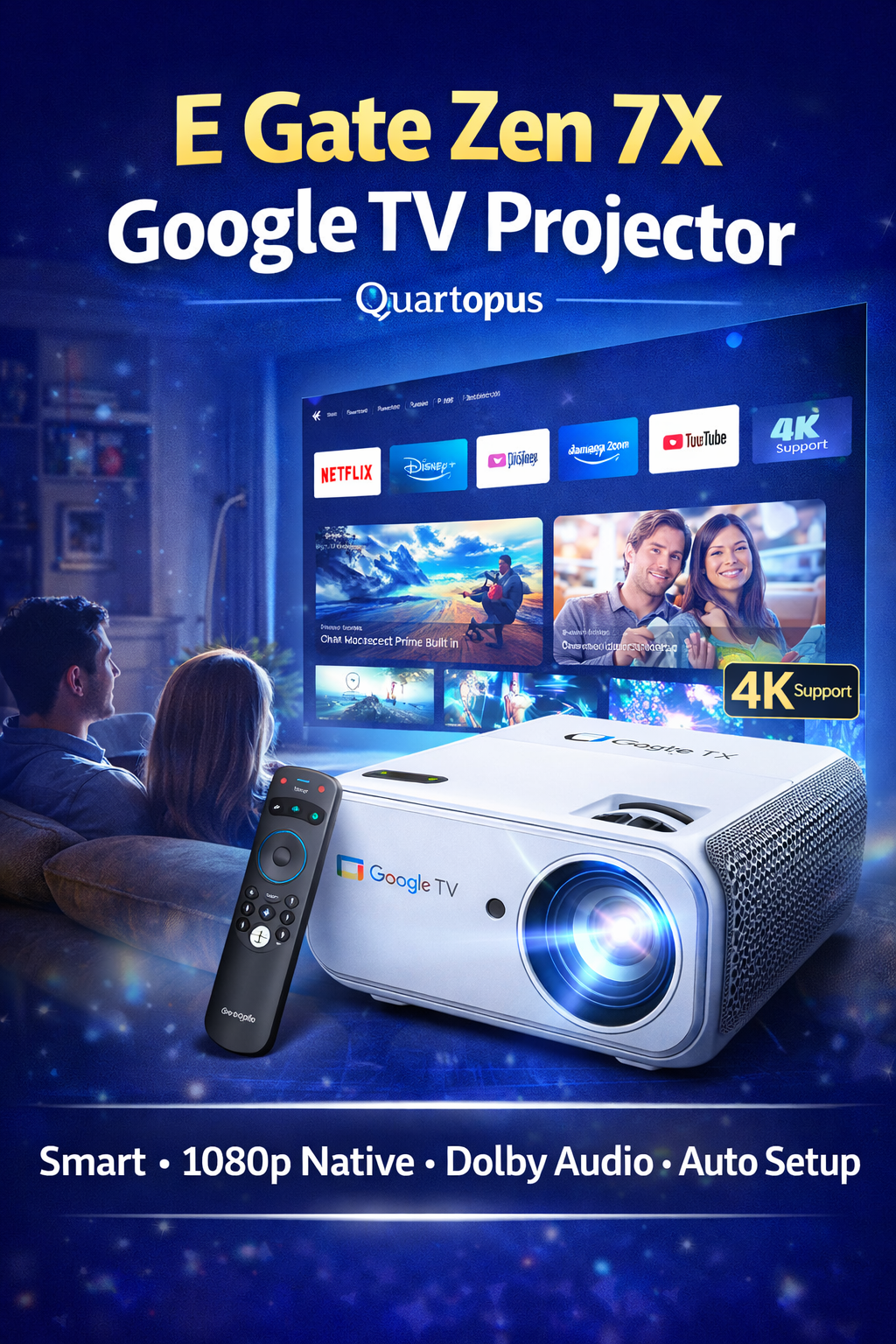 E-Gate Zen 7X Google TV projector